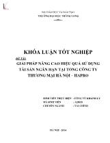 Khóa luận Giải pháp nâng cao hiệu quả sử dụng tài sản ngắn hạn tại tổng công ty thương mại Hà Nội – Hapro