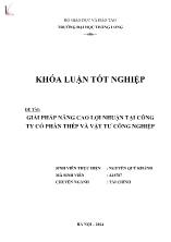 Khóa luận Giải pháp nâng cao lợi nhuận tại công ty cổ phần thép và vật tư công nghiệp