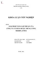 Khóa luận Giải pháp tăng lợi nhuận của công ty cổ phần dược trung ương mediplantex