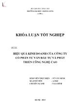 Khóa luận Hiệu quả kinh doanh của công ty cổ phần tư vấn đầu tư và phát triển công nghệ cao