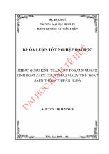 Khóa luận Hiệu quả kinh tế đầu tư sản xuất tinh bột sắn của nhà máy tinh bột sắn thừa thiên Huế