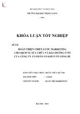 Khóa luận Hoàn thiện chiến lƣợc marketing cho dịch vụ sửa chữa và bảo dưỡng ô tô của công ty cổ phần cơ khí ô tô Uông Bí