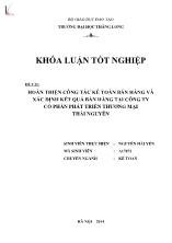 Khóa luận Hoàn thiện công tác kế toán bán hàng và xác định kết quả bán hàng tại công ty cổ phần phát triển thương mại Thái Nguyên