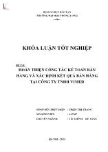 Khóa luận Hoàn thiện công tác kế toán bán hàng và xác định kết quả bán hàng tại công ty TNHH Vimed