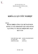 Khóa luận Hoàn thiện công tác kế toán bán hàng và xác định kết quả bán hàng tại công ty trách nhiệm hữu hạn Duy Tân