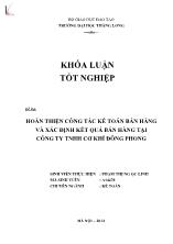 Khóa luận Hoàn thiện công tác kế toán bán hàng và xác định kết quả bán hàng tại công ty TNHH cơ khí Đông Phong