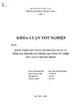 Khóa luận Hoàn thiện kế toán chi phí sản xuất và tính giá thành sản phẩm tại công ty TNHH MTV giầy Thượng Đình