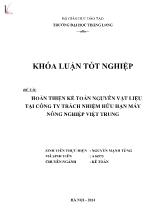 Khóa luận Hoàn thiện kế toán nguyên vật liệu tại công ty trách nhiệm hữu hạn máy nông nghiệp Việt Trung