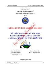 Khóa luận Kế toán doanh thu và xác định kết quả kinh doanh tại công ty cổ phần chế biến gỗ thừa thiên Huế