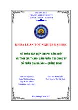 Khóa luận Kế toán tập hợp chi phí sản xuất và tính giá thành sản phẩm tại công ty cổ phần bia Hà Nội – Quảng Bình