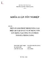 Khóa luận Một số giải pháp nhằm nâng cao hiệu quả quản lý và sử dụng vốn lưu động tại công ty cổ phần Toyota Thăng Long