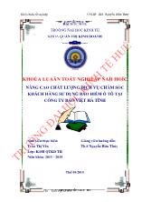 Khóa luận Nâng cao chất lượng dịch vụ chăm sóc khách hàng sử dụng bảo hiểm ô tô tại công ty bảo việt Hà Tĩnh