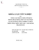 Khóa luận Nâng cao chất lượng tín dụng trong hoạt động cho vay ngắn hạn tại ngân hàng nông nghiệp và phát triển nông thôn Việt Nam – Chi nhánh Thanh Xuân