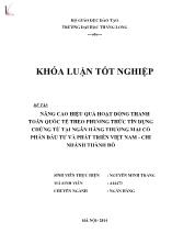 Khóa luận Nâng cao hiệu quả hoạt động thanh toán quốc tế theo phương thức tín dụng chứng từ tại ngân hàng thương mại cổ phần đầu tư và phát triển Việt Nam - Chi nhánh Thành Đô