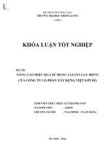 Khóa luận Nâng cao hiệu quả sử dụng tài sản lưu động của công ty cổ phần xây dựng việt Sơn Hà