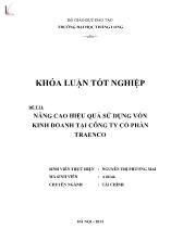 Khóa luận Nâng cao hiệu quả sử dụng vốn kinh doanh tại công ty cổ phần Traenco