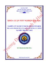 Khóa luận Nghiên cứu hành vi trước khi quyết định mua sản phẩm tivi của khách hàng cá nhân tại siêu thị big C Huế