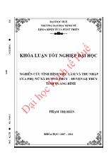 Khóa luận Nghiên cứu tình hình việc làm và thu nhập của phụ nữ xã Dương thủy - Huyện lệ thủy tỉnh Quảng Bình