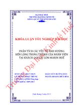 Khóa luận Phân tích các yếu tố ảnh hưởng đến lòng trung thành của nhân viên tại khách sạn sài gòn morin Huế