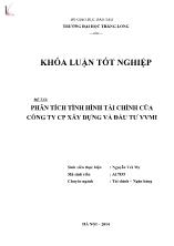 Khóa luận Phân tích tình hình tài chính của công ty cp xây dựng và đầu tư VVMI