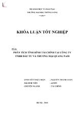 Khóa luận Phân tích tình hình tài chính tại công ty TNHH đầu tư và thương mại Quang Nam