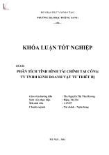 Khóa luận Phân tích tình hình tài chính tại công ty TNHH kinh doanh vật tư thiết bị