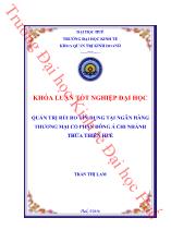 Khóa luận Quản trị rủi ro tín dụng tại ngân hàng thương mại cổ phần Đông á chi nhánh thừa thiên Huế