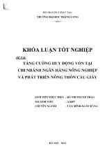 Khóa luận Tăng cường huy động vốn tại chi nhánh ngân hàng nông nghiệp và phát triển nông thôn Cầu Giấy