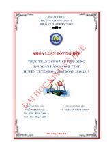 Khóa luận Thực trạng cho vay tiêu dùng tại ngân hàng ngân hàng nông nghiệp và phát triển nông thôn huyện tuyên hóa giai đoạn 2014 - 2015