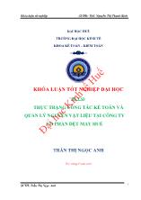 Khóa luận Thực trạng công tác kế toán và quản lý nguyên vật liệu tại công ty cổ phần dệt may Huế