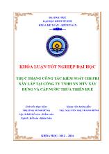 Khóa luận Thực trạng công tác kiểm soát chi phi xây lắp tại công ty TNHH NN MTV xây dựng và cấp nước thừa thiên Huế