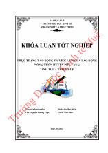 Khóa luận Thực trạng lao động và việc làm của lao động nông thôn huyện Phú vang, tỉnh thừa thiên Huế