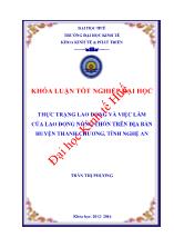 Khóa luận Thực trạng lao động và việc làm của lao động nông thôn trên địa bàn huyện Thanh chương, tỉnh Nghệ An