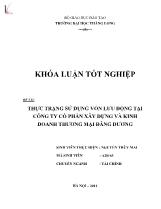 Khóa luận Thực trạng sử dụng vốn lưu động tại công ty cổ phần xây dựng và kinh doanh thương mại đăng dương