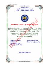 Khóa luận Thực trạng và giải pháp nâng cao chất lượng công tác khuyến nông tại trạm khuyến nông huyện Nam Đàn