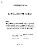 Khóa luận Thực trạng và giải pháp nâng cao hiệu quả hoạt động cho vay khách hàng cá nhân tại ngân hàng thương mại cồ phần phương đông chi nhánh Thăng Long