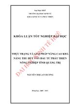 Khóa luận Thực trạng và giải pháp nâng cao khả năng thu hút vốn đầu tư phát triển nông nghiệp tỉnh Quảng Trị