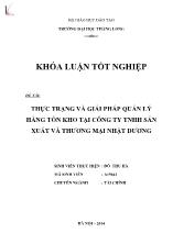 Khóa luận Thực trạng và giải pháp quản lý hàng tồn kho tại công ty TNHH sản xuất và thương mại Nhật Dương