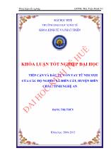 Khóa luận Tiếp cận và đầu tư vốn vay từ ngân hàng chính sách xã hội của các hộ nghèo xã Diễn cát, huyện Diễn Châu, tỉnh Nghệ An