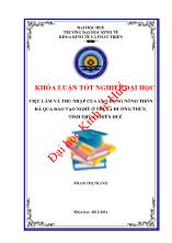 Khóa luận Việc làm và thu nhập của lao động nông thôn đã qua đào tạo nghề ở thị xã Hương thủy, tỉnh thừa thiên Huế