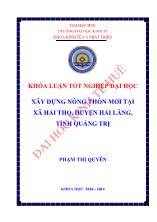 Khóa luận Xây dựng nông thôn mới tại xã Hải thọ, huyện Hải lăng, tỉnh Quảng Trị