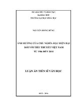 Luận án Ảnh hưởng của chủ nghĩa hậu hiện đại đối với tiểu thuyết Việt Nam từ 1986 đến 2010