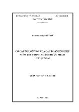 Luận án Cơ cấu nguồn vốn của các doanh nghiệp niêm yết trong ngành dược phẩm ở Việt Nam