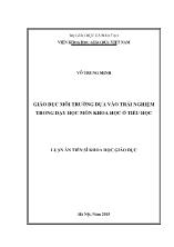 Luận án Giáo dục môi trường dựa vào trải nghiệm trong dạy học môn khoa học ở tiểu học