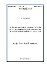 Luận án Hoàn thiện hệ thống thông tin kế toán quản trị chi phí trong các doanh nghiệp khai thác chế biến đá ốp lát ở Việt Nam