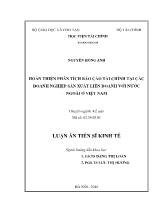 Luận án Hoàn thiện phân tích Báo cáo tài chính tại các doanh nghiệp sản xuất liên doanh với nước ngoài ở Việt Nam