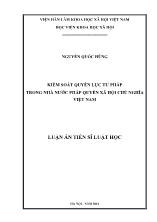 Luận án Kiểm soát quyền lực tư pháp trong nhà nƣớc pháp quyền xã hội chủ nghĩa Việt Nam