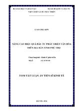 Luận án Nâng cao hiệu quả đầu tư phát triển văn hóa trên địa bàn tỉnh Phú Thọ