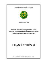 Luận án Nghiên cứu hoàn thiện chính sách khuyến ngư nhằm phát triển nuôi trồng thủy sản vùng ven biển Bắc Bộ