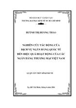 Luận án Nghiên cứu tác động của dịch vụ ngân hàng quốc tế đến hiệu quả hoạt động của các ngân hàng thương mại Việt Nam